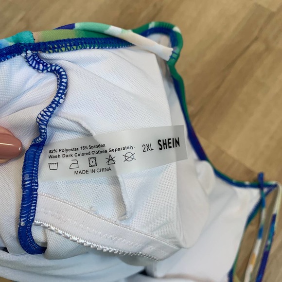 Shein One-piece Swimsuit Size 2XL Tie-dye Polyester Spandex Padded Green - Picture 3 of 13